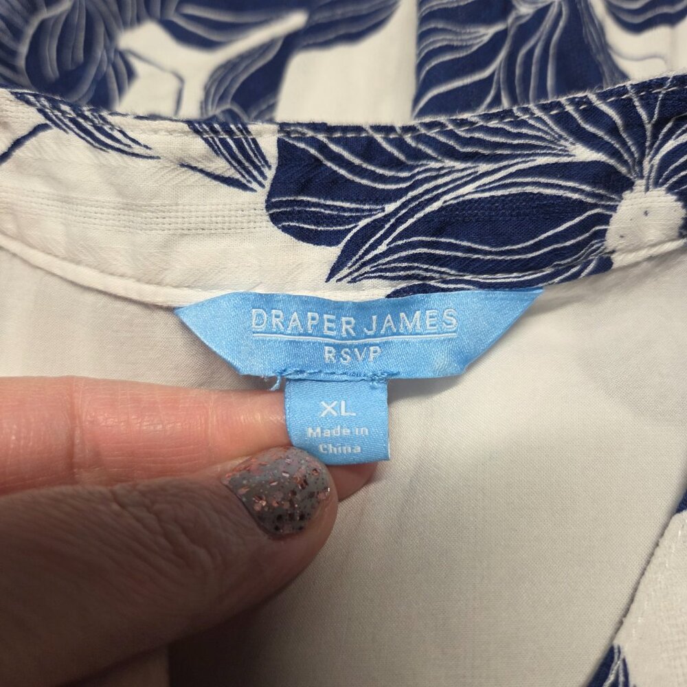 Draper James Extra Large Blue White Floral Cotton Sleeveless Summer Midi Dress - Picture 9 of 11